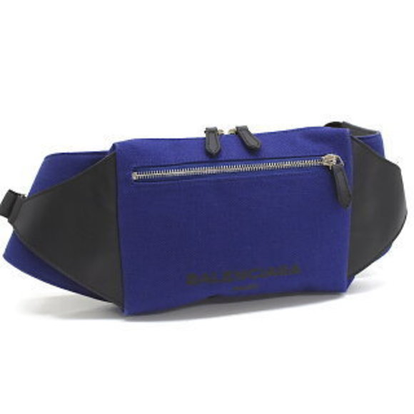 BALENCIAGA Waist Bag Belt Leather Navy Blue Black - Picture 1 of 8